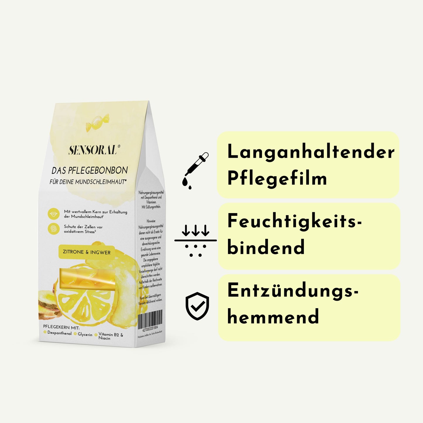 Zitrone-Ingwer - Bonbons gegen Mundtrockenheit