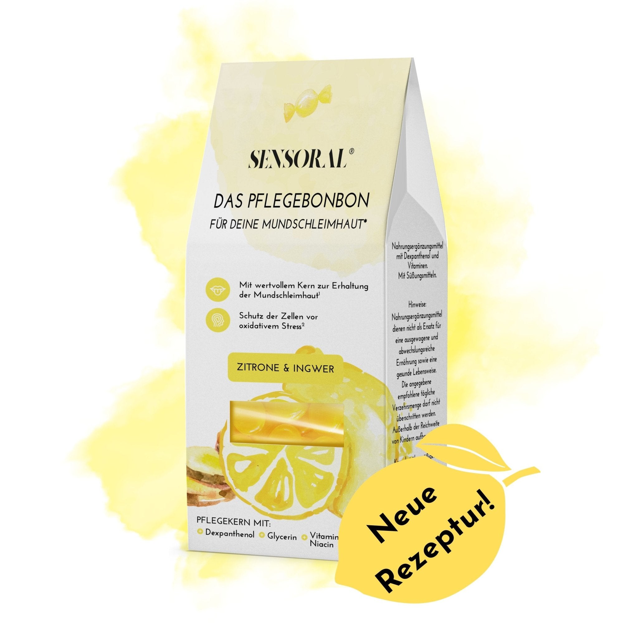 Das Pflegebonbon für deine trockene Mundschleimhaut Sorte Zitrone Ingwer, verbesserte Rezeptur