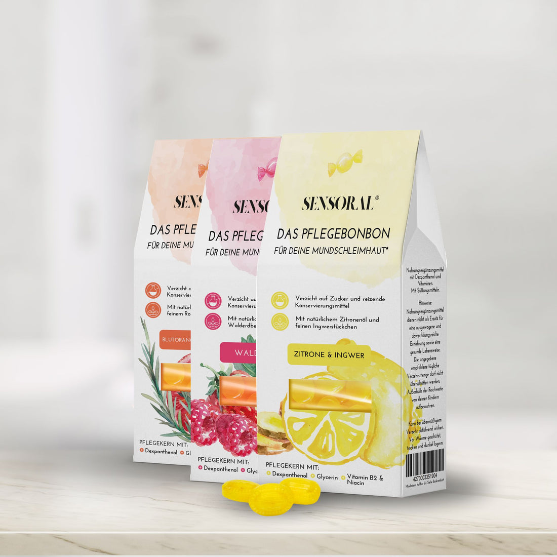 Sensoral Mundpflege Bonbons gegen einen trockenen Mund in allen Geschmacksrichtungen