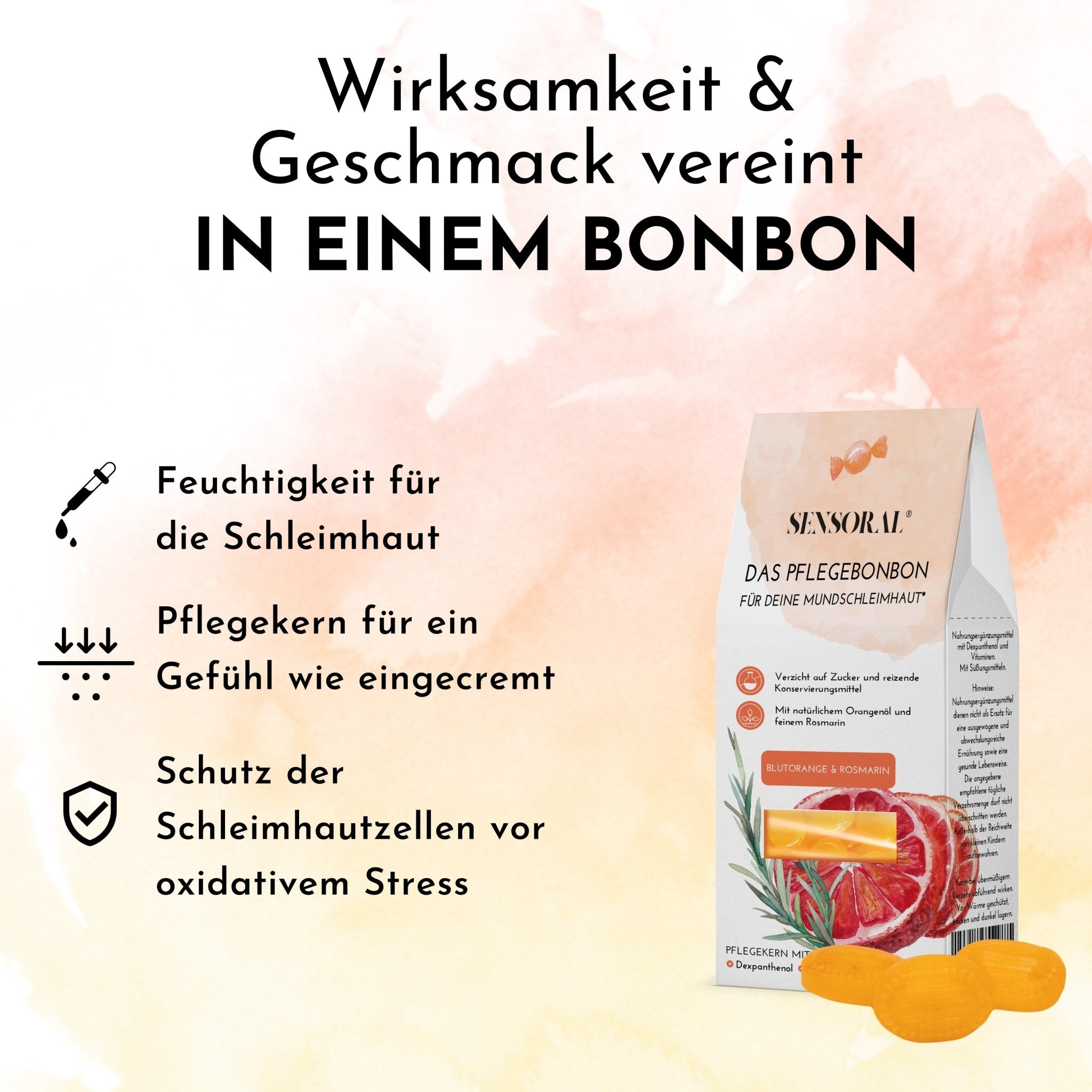 Feuchtigkeit für die Mundschleimhaut, für ein Gefühl wie eingecremt, Schutz der Schleimhautzellen vor oxidativem Stress
