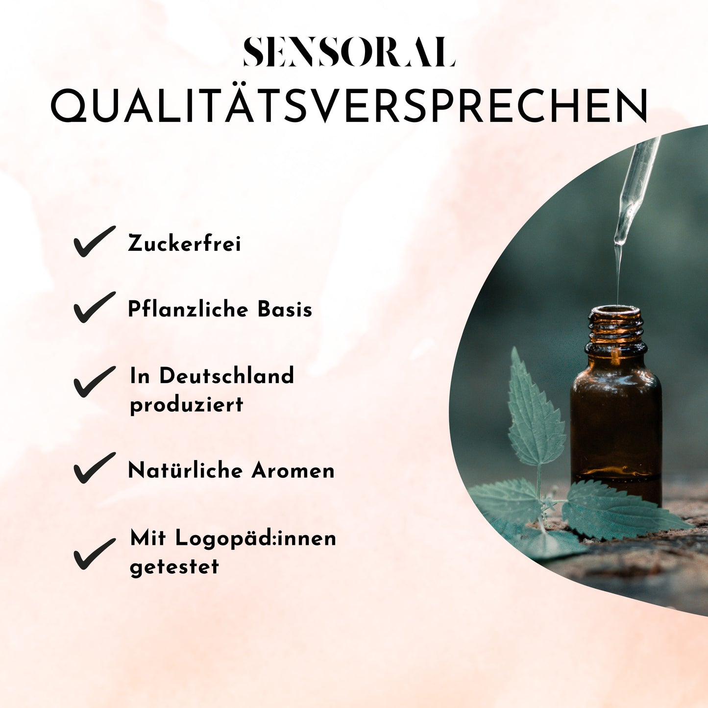 zuckerfrei, pflanzliche Basis, in Deutschland produziert, natürliche Aromen, mit Logopädinnen getestet